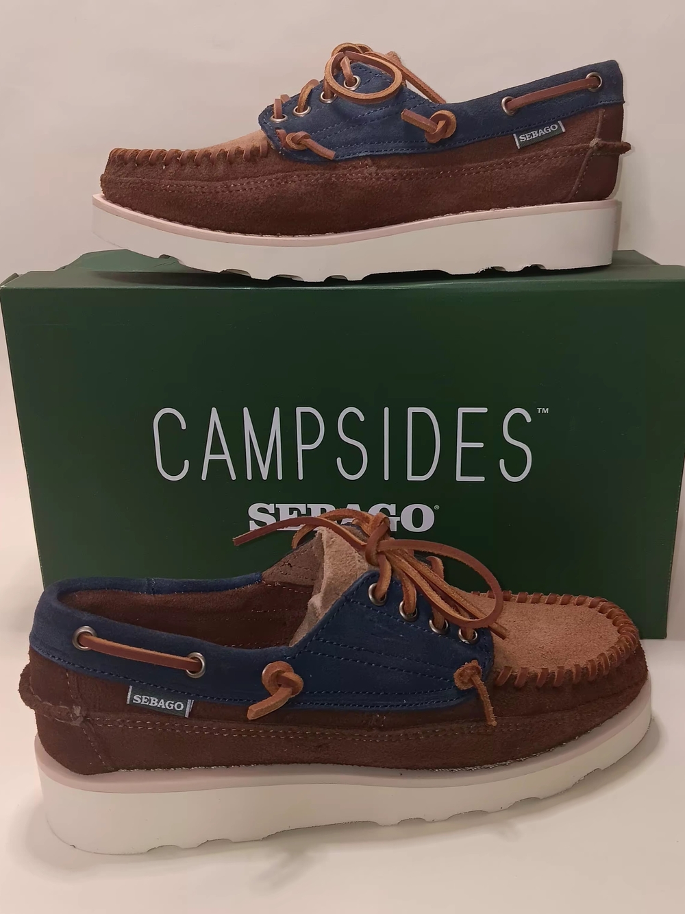 Sebago Brown & Blue Suede Boat Shoes